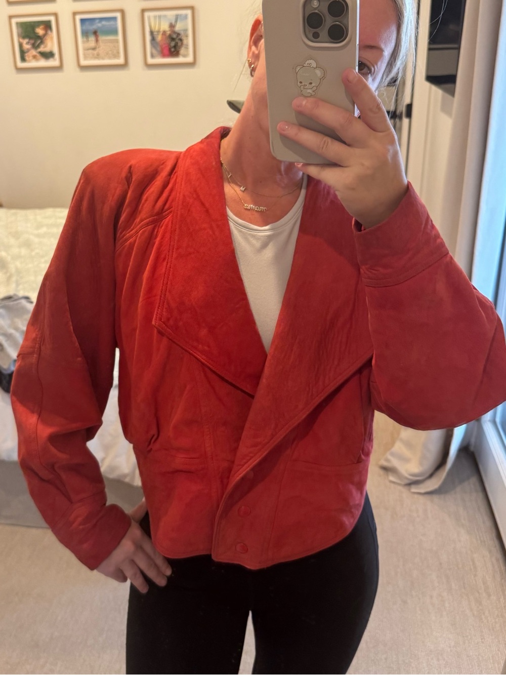 Vintage 80’s Red Suede Draped Jacket